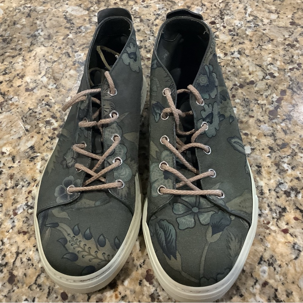Gucci Men’s Green Lace-Up Floral Fabric Sneakers 342048